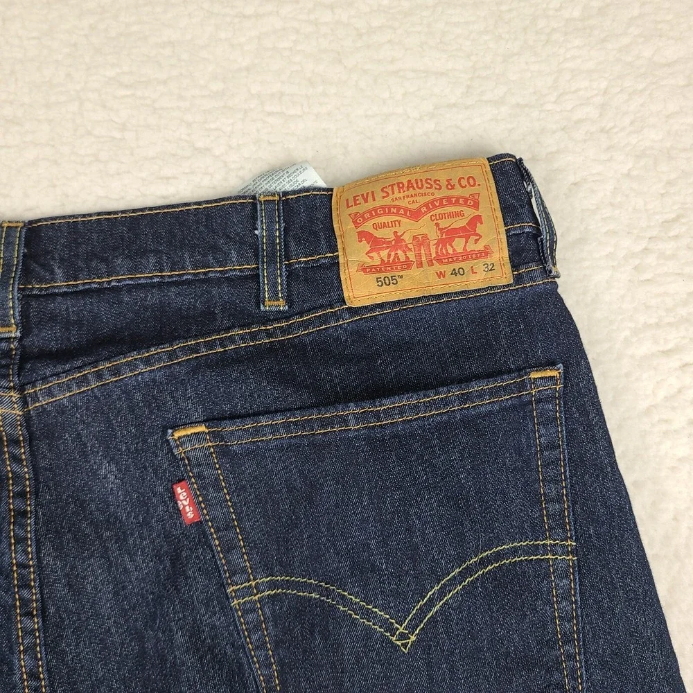 Levi's 505 Jeans Mens‎ 40x32 Straight Leg Cool Blue Dark Wash